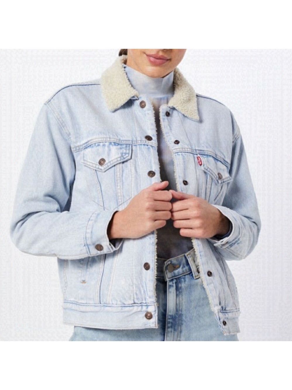 Levi’s Original Sherpa Lined Heavyweight Light Wash Denim Trucker Jean Jacket